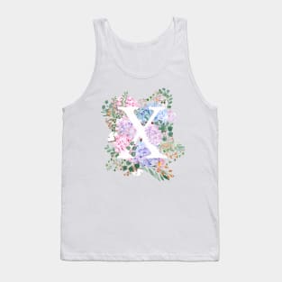 botanical monogram alphabet X hydrangea flowers Tank Top